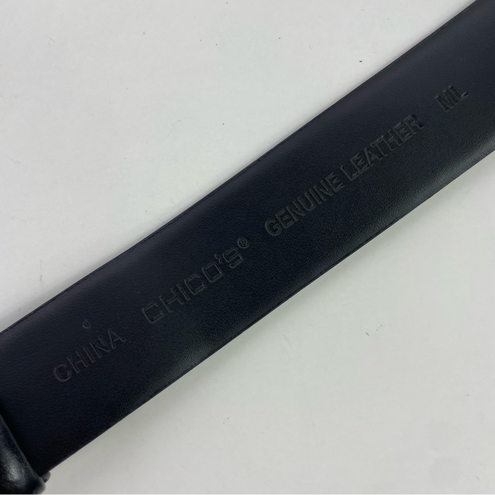 Chico’s Black Leather Two-Tone Decorative Buckle‎ Belt - Picture 8 of 12
